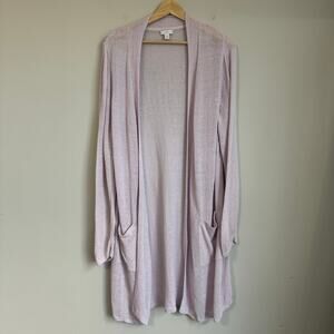 J Jill Women's Cardigan Knit Linen Longline Lavender Purple  Large Petite